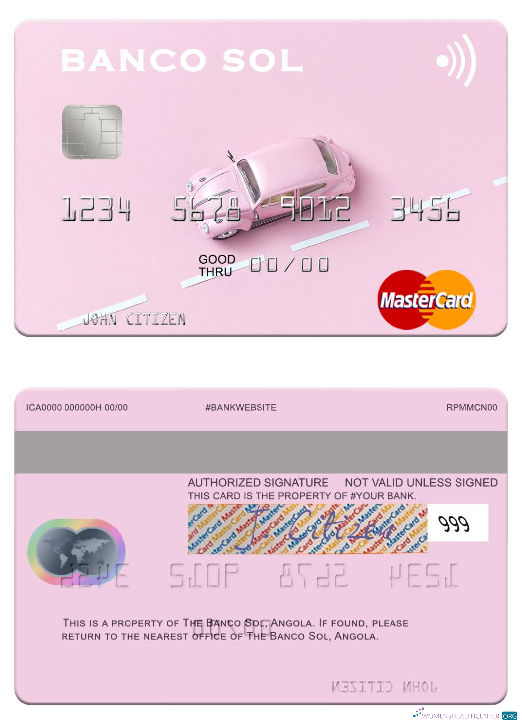 Download Angola Banco Sol mastercard Photoshop template